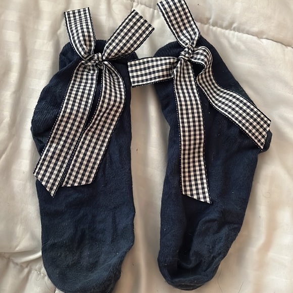 Asos Navy Gingham Bow Socks - Picture 2 of 2
